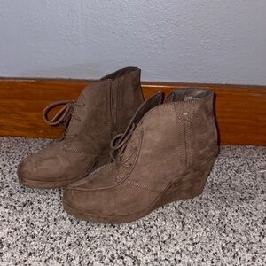 Merona Tan Lace-Up Wedge Booties